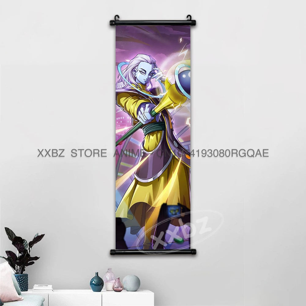 Dragon Ball Scrolls Picture Wall Art Goku Saiyan Hanging Painting Canvas Anime Poster Hot Blooded Home Decor Kawaii Kids Room