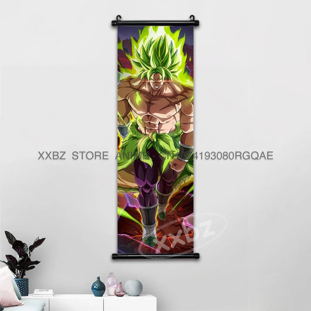 Dragon Ball Scrolls Picture Wall Art Goku Saiyan Hanging Painting Canvas Anime Poster Hot Blooded Home Decor Kawaii Kids Room