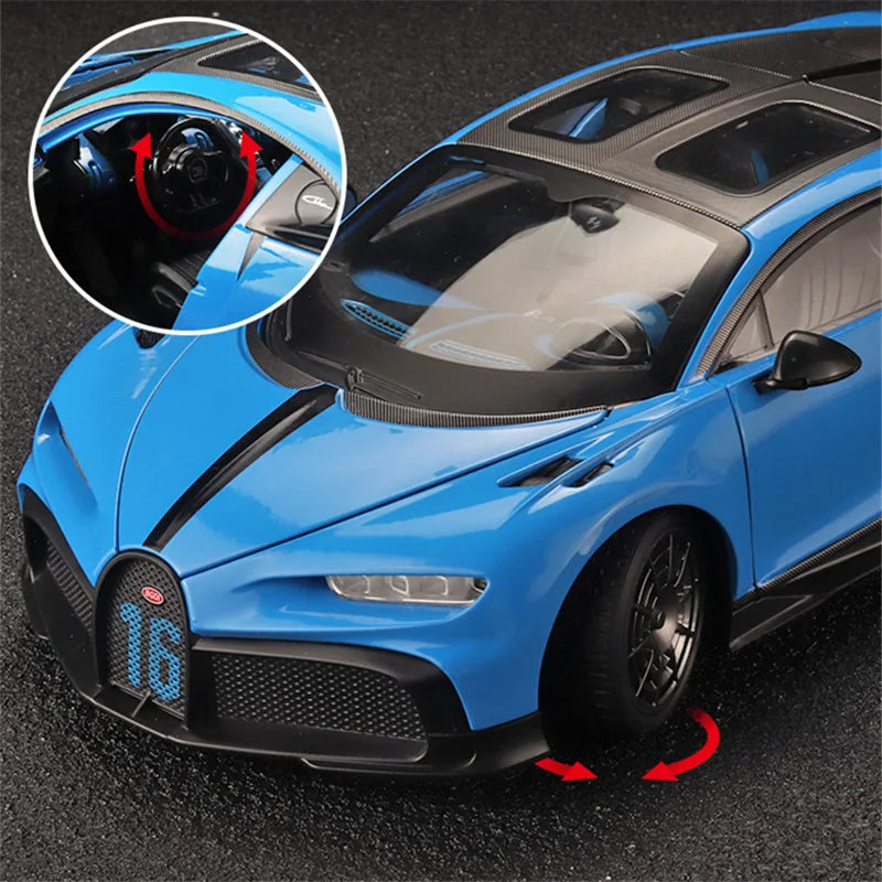 1:18 Bugatti Chiron PUR SPORT Alloy Sports Model Diecast Metal Racing Car Vehicle Model Sound and Light Simulation Kids Toy Gift