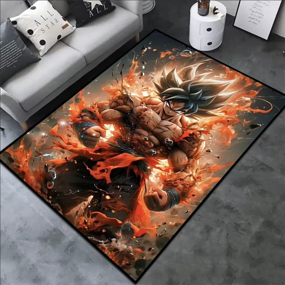 Area Rugs Anime Son Goku Dragon Ball Z Super Saiyan Goku Ultra Instinct Printed Handmade Carpet for Home Decor