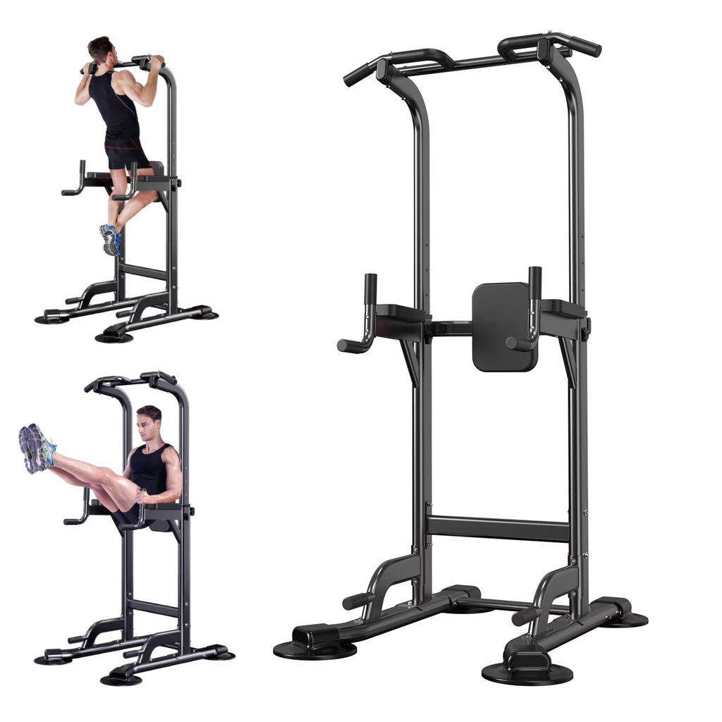 Power Tower Adjustable Height Pull up & Dip Station Multi-Function Home Strength Training Fitness Workout Station for Home Gym