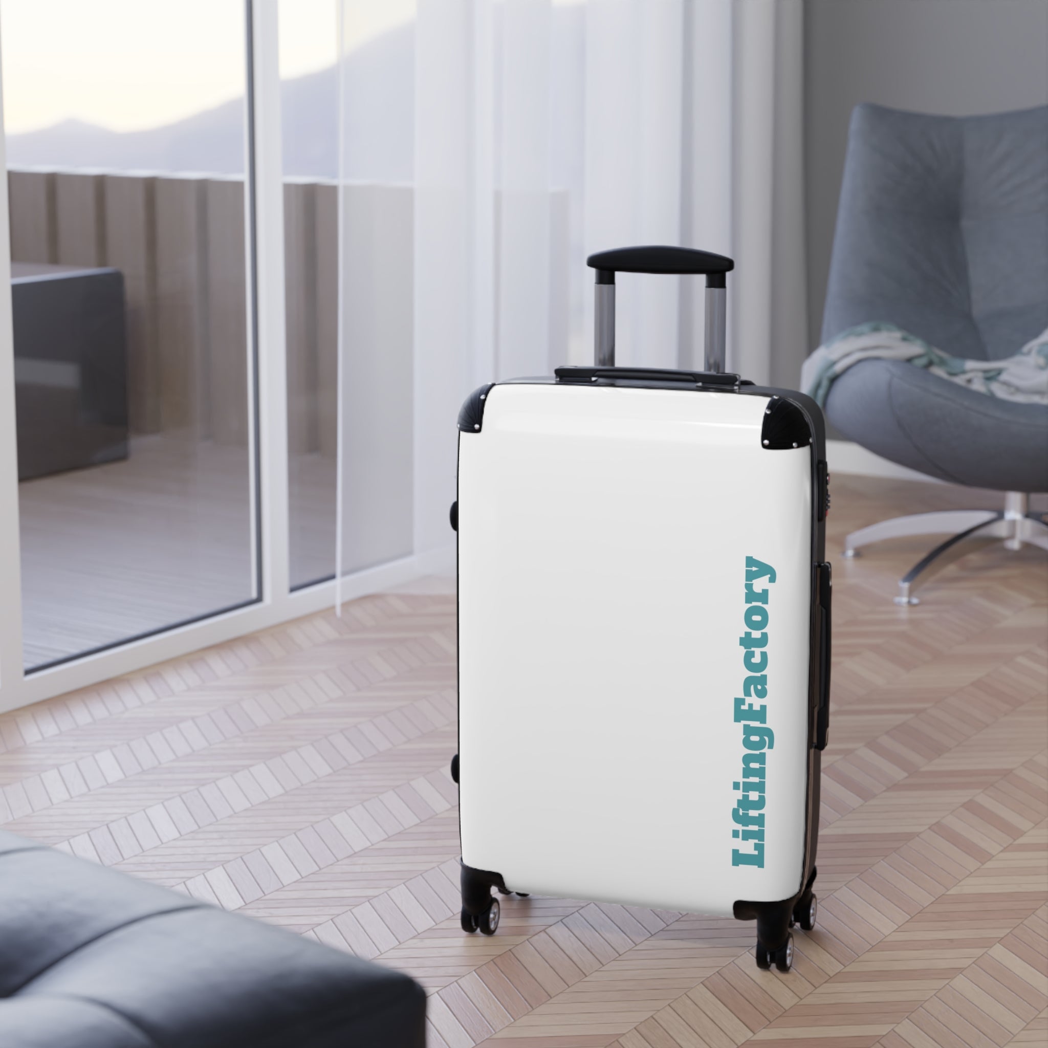 Suitcase — Vertical 'LiftingFactory' Logo Carry-On Luggage