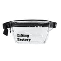 Transparent Fanny Pack — Clear Stadium Bag with 'Lifting Factory' Print