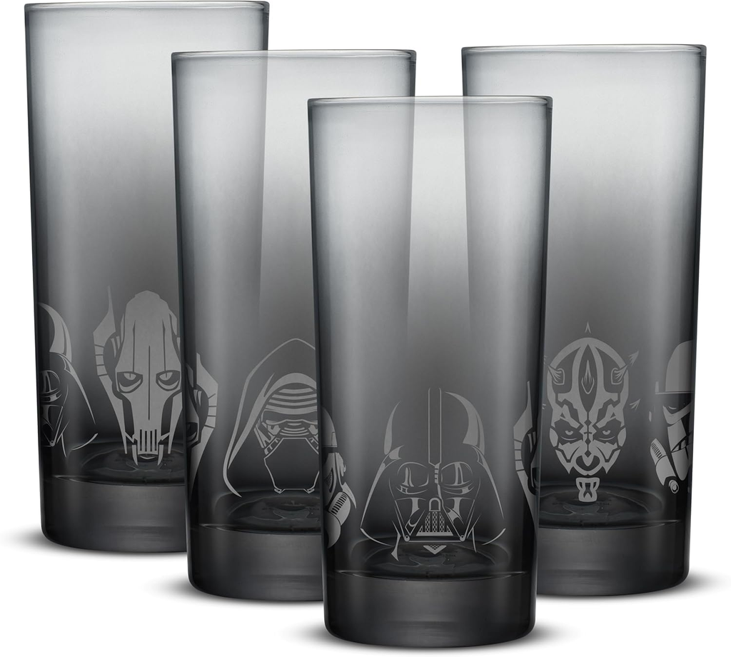 Star Wars Dark Side Drinking Glasses Set of 4, 15Oz Highball Glasses, Tall Glass