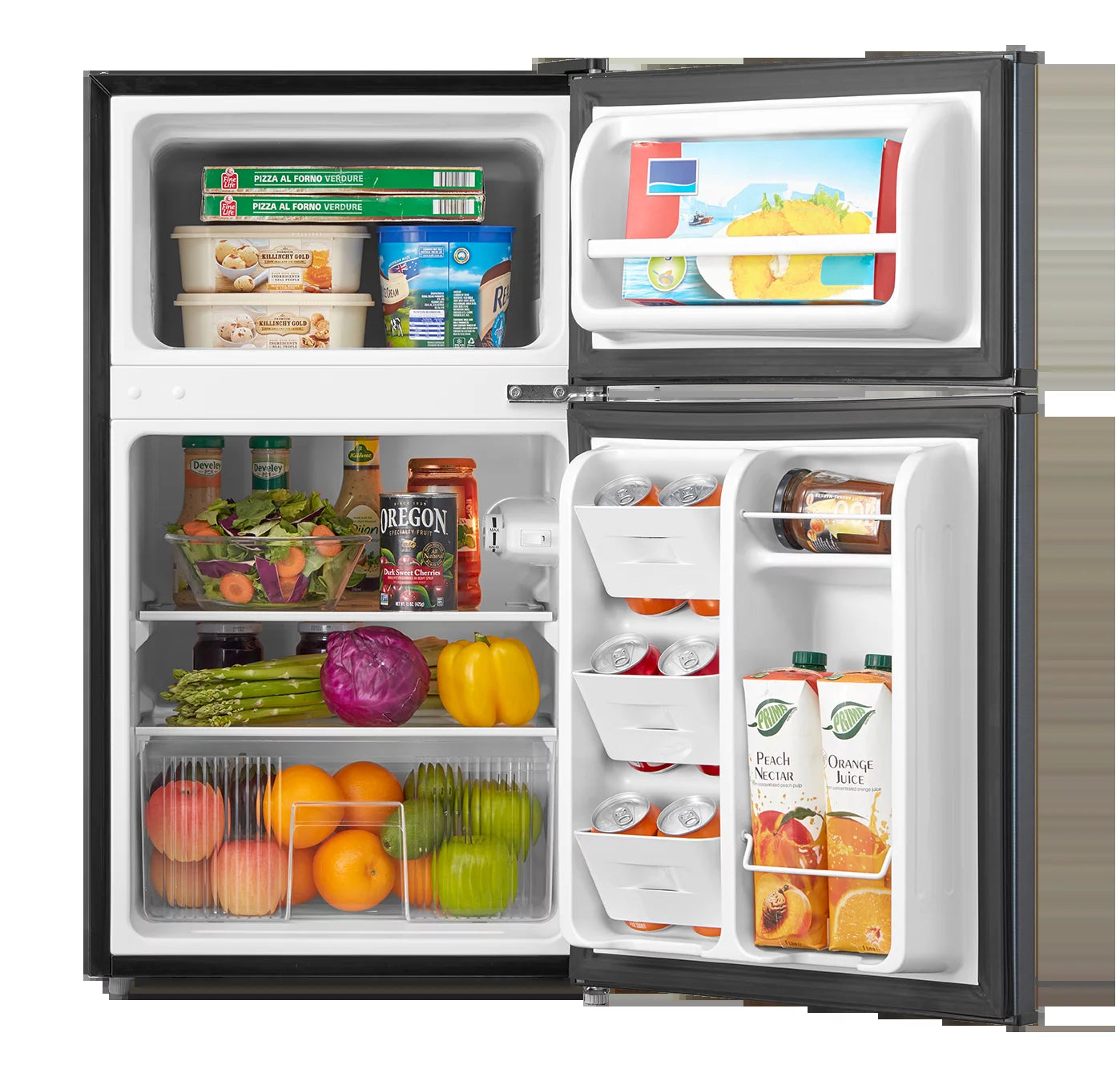 3.2 Cu Ft Two Door Mini Fridge with Freezer, Stainless Steel, E-Star