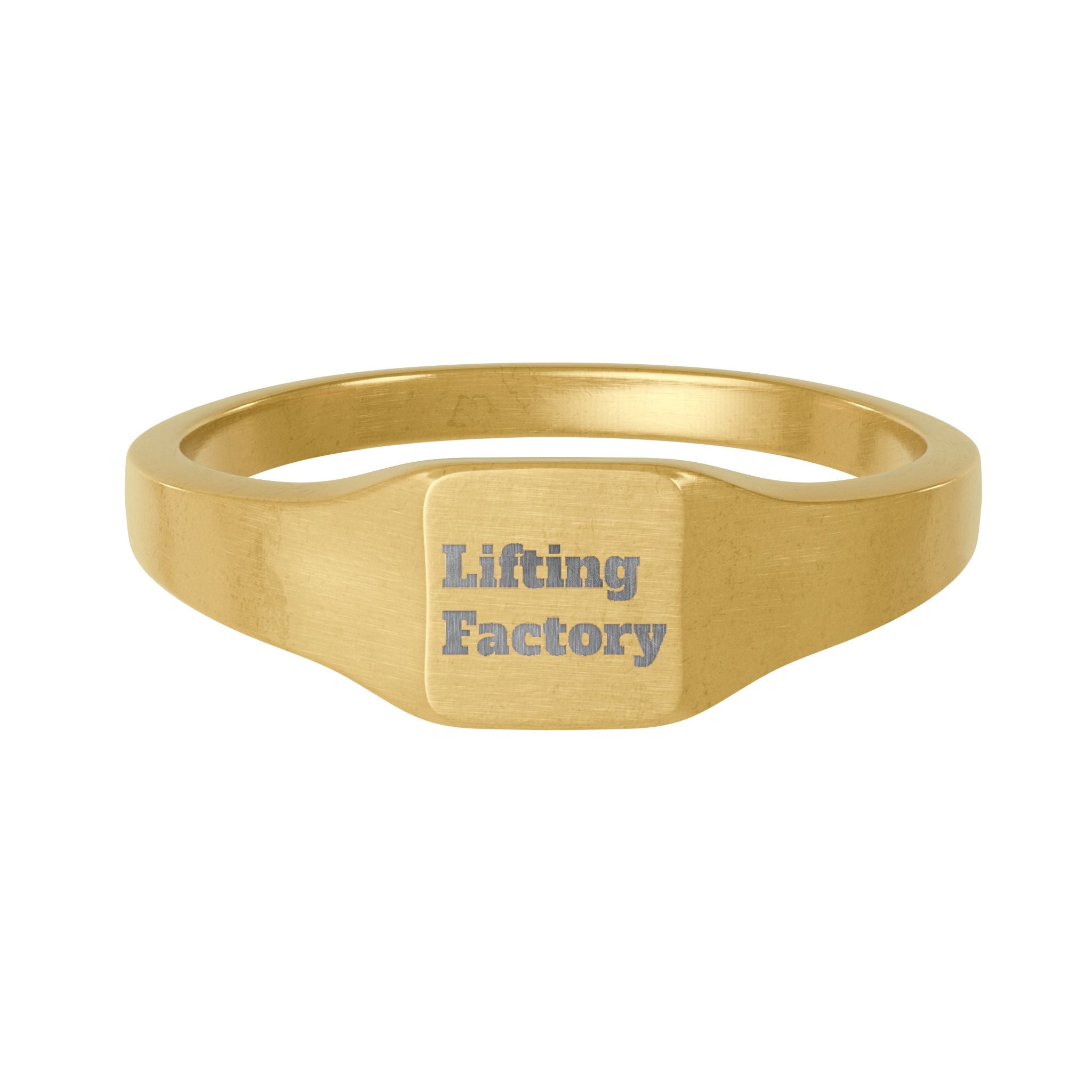 Gold Square Signet RING— Engravable Stainless Steel Personalized Jewelry