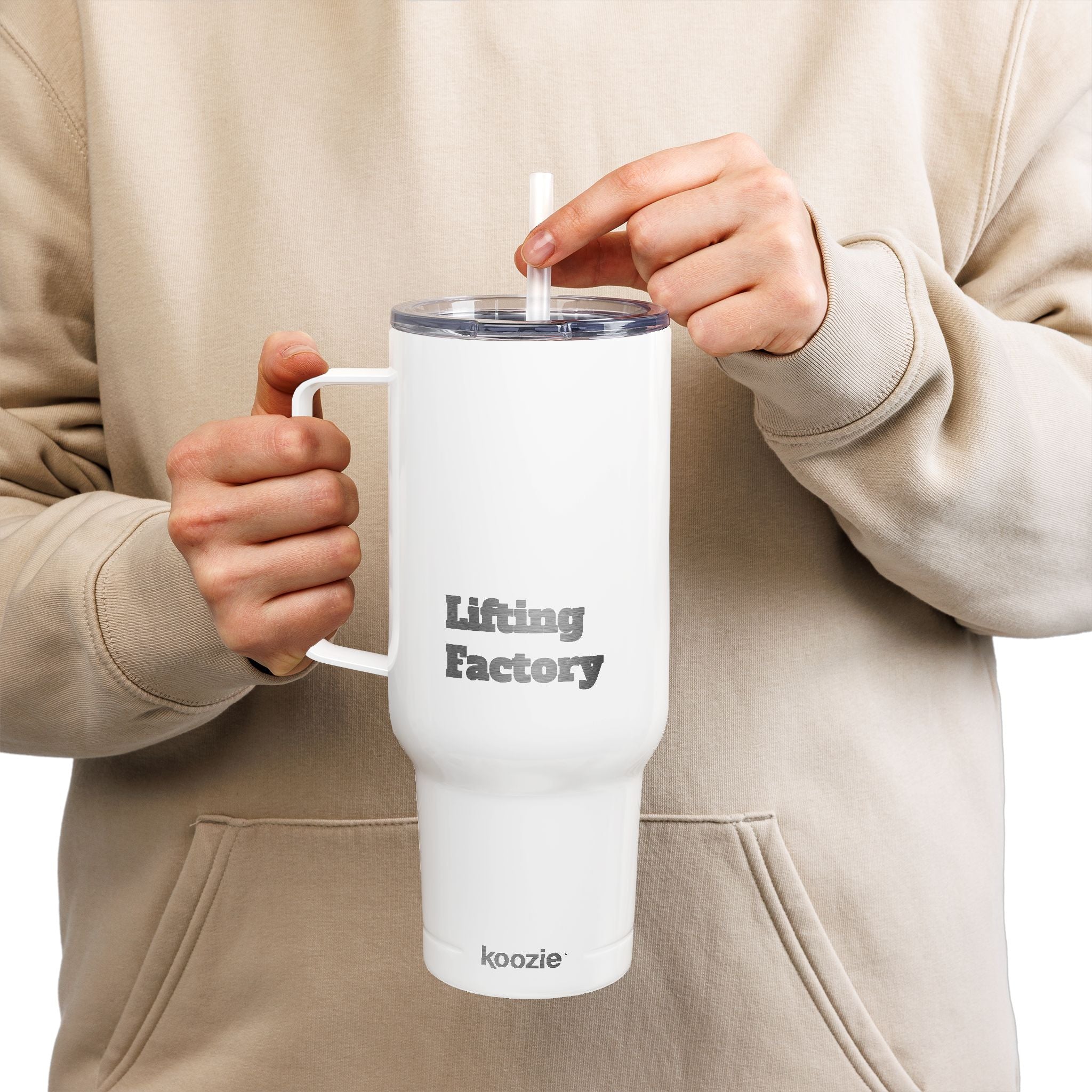 Engraved 40oz Insulated Tumbler with Lid & Straw – Customizable Travel Mug ("Hiking Factory" Design)