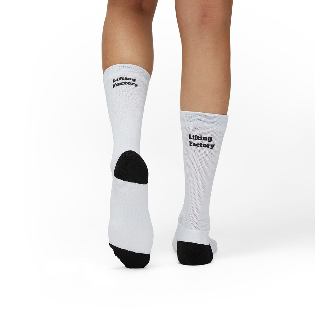 Custom Sublimation Crew Socks — Personalized Text “Lifetime Factory” Design