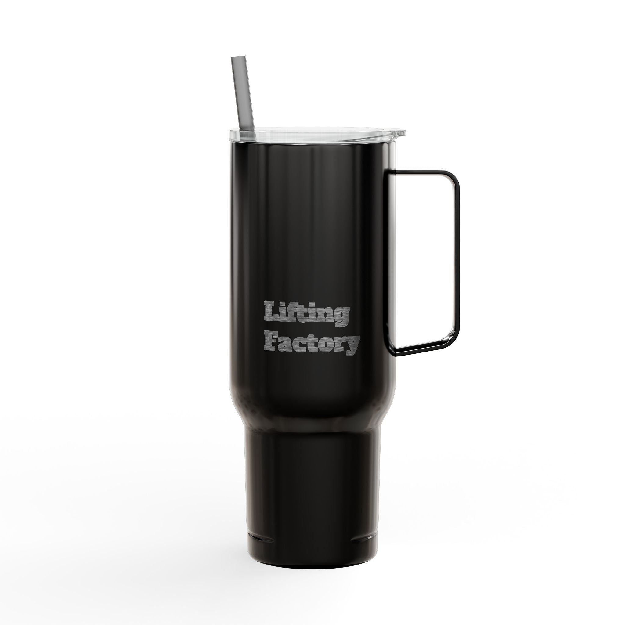 Engraved 40oz Insulated Tumbler with Lid & Straw – Customizable Travel Mug ("Hiking Factory" Design)