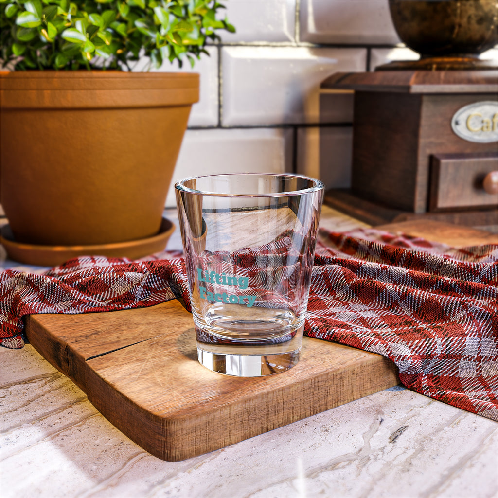 Lifting Factory 1.5 oz SHOT Glass – Mini Gym-Themed Shooter Glass
