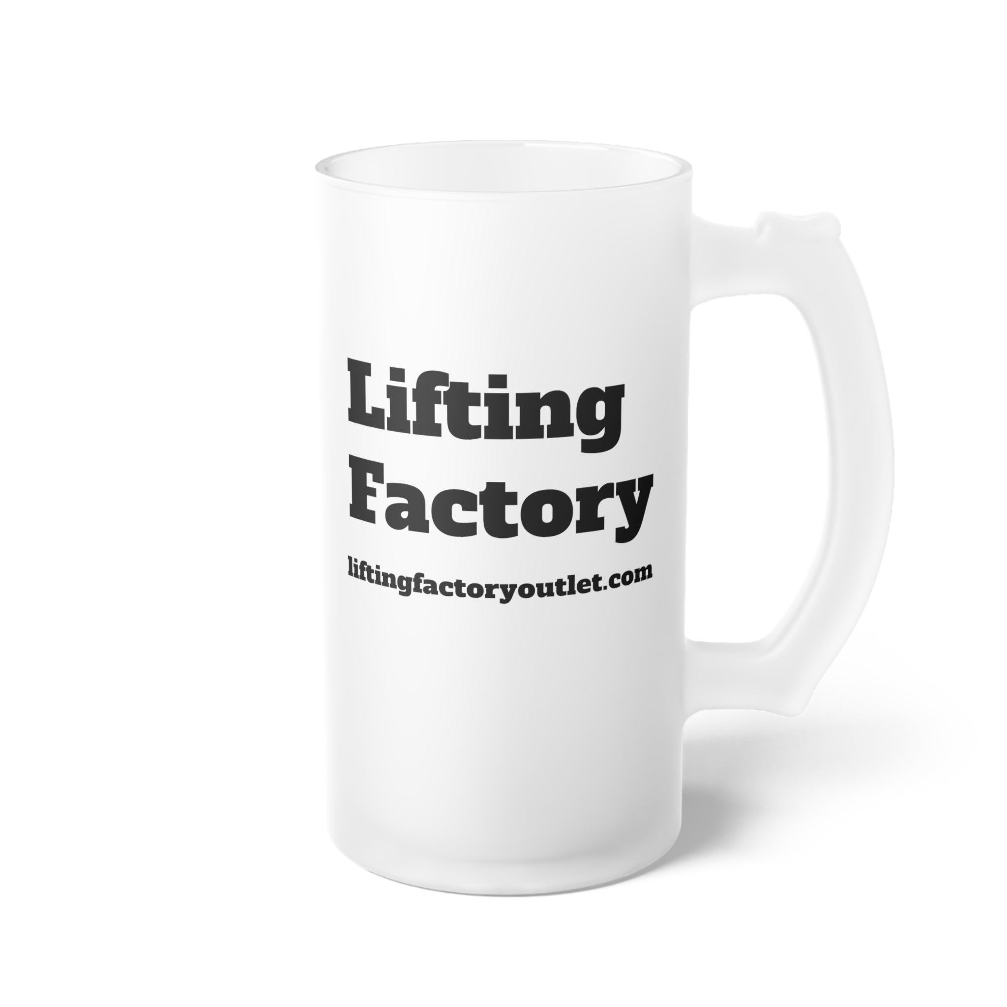 Frosted Glass BEER MUG– 'Lifting Factory' Logo Frosted Pint for Gym Fans & Craft Beer Lovers