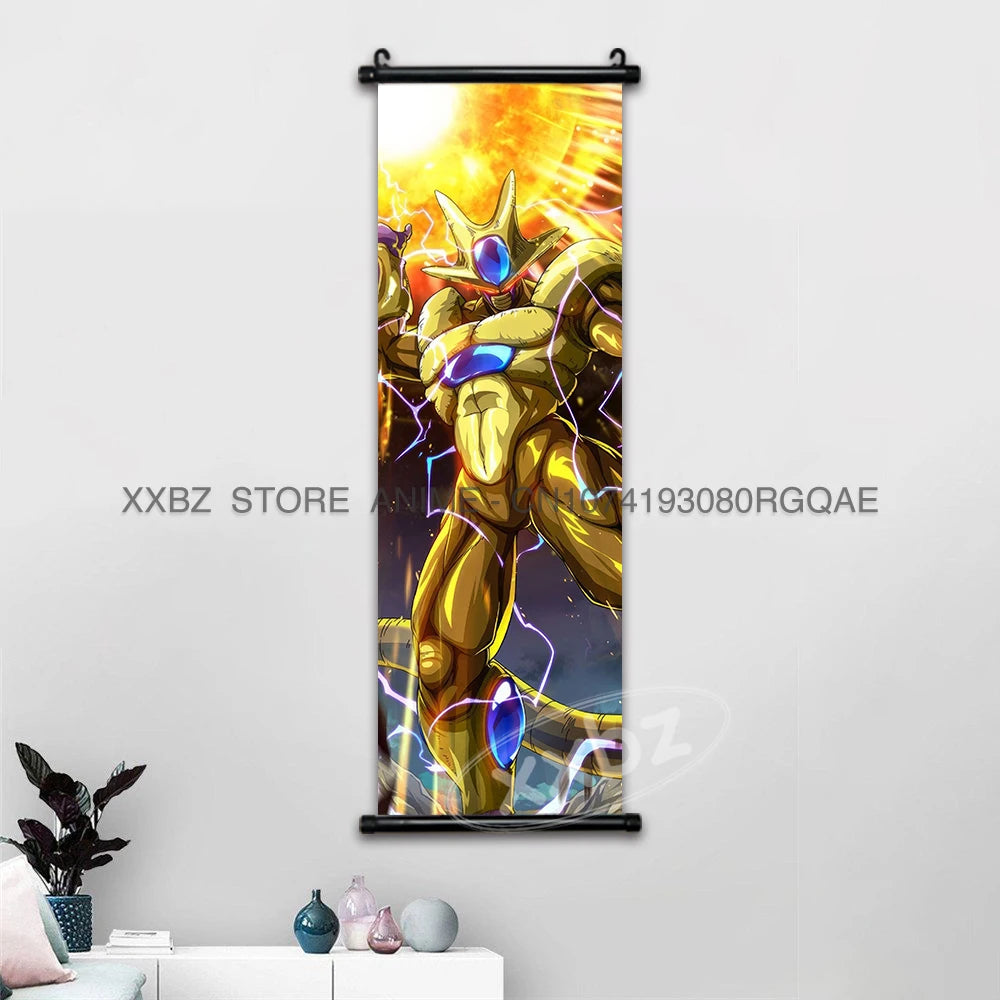 Dragon Ball Scrolls Picture Wall Art Goku Saiyan Hanging Painting Canvas Anime Poster Hot Blooded Home Decor Kawaii Kids Room