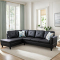 4-Seat Faux Leather Sectional Sofa Couch with Chaise Lounge, L Shaped Sofa Set Living Room Furniture Sofa Sets for Home, Left Side, No Ottoman, Black