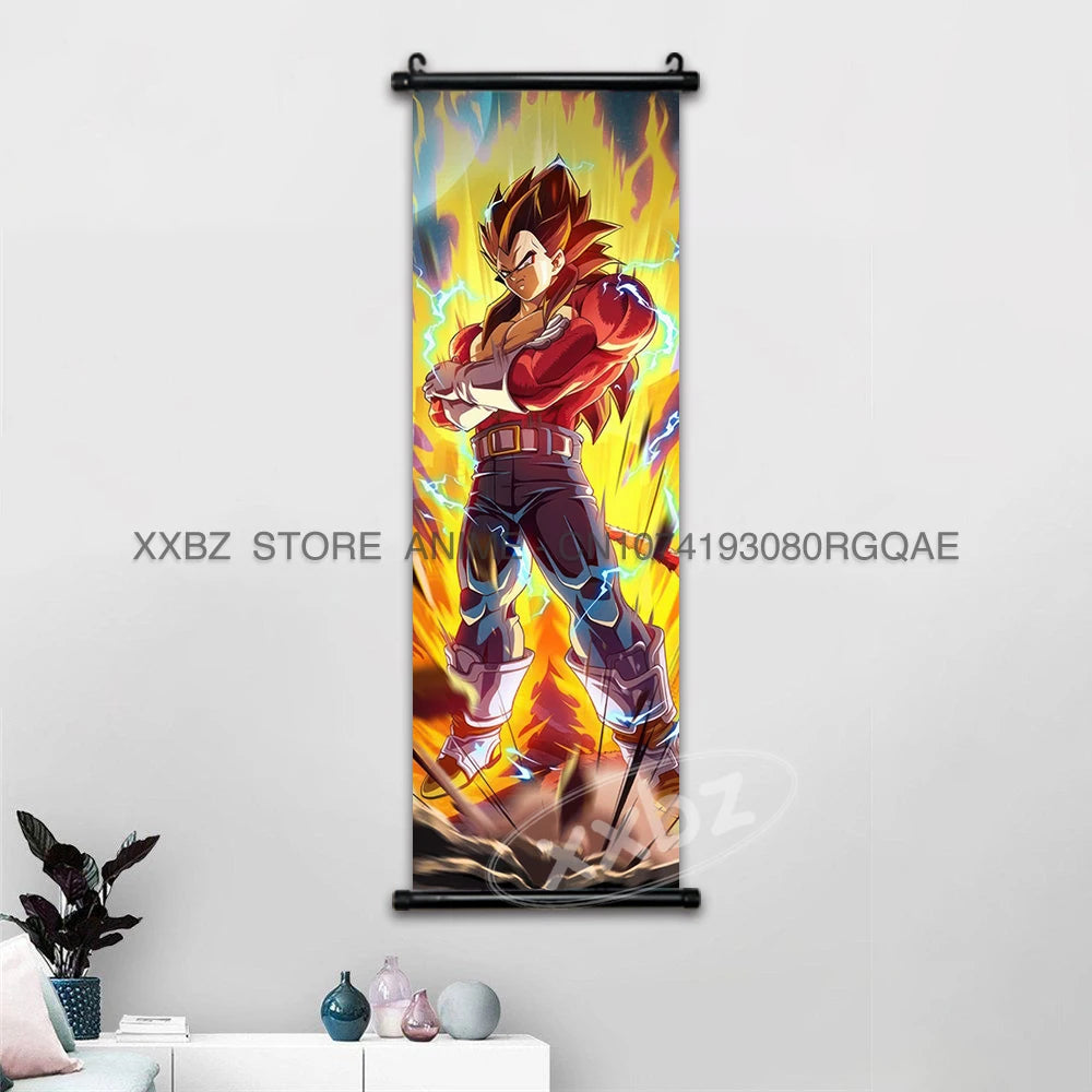 Dragon Ball Scrolls Picture Wall Art Goku Saiyan Hanging Painting Canvas Anime Poster Hot Blooded Home Decor Kawaii Kids Room