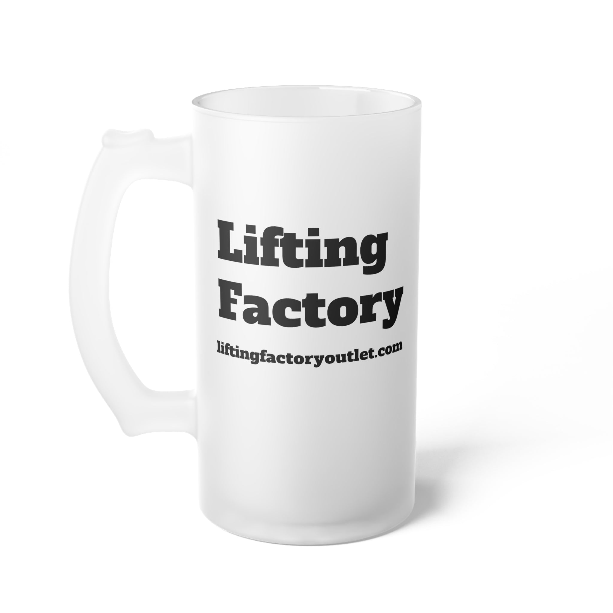 Frosted Glass BEER MUG– 'Lifting Factory' Logo Frosted Pint for Gym Fans & Craft Beer Lovers