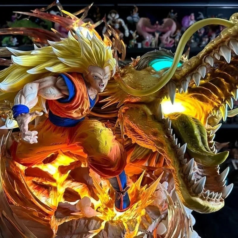 Dragon Ball Ls Dragon Fist Wukong Super Three Dragon Fist Explosion Scene Gk Handmade Statue Model Ornament Birthday Gift