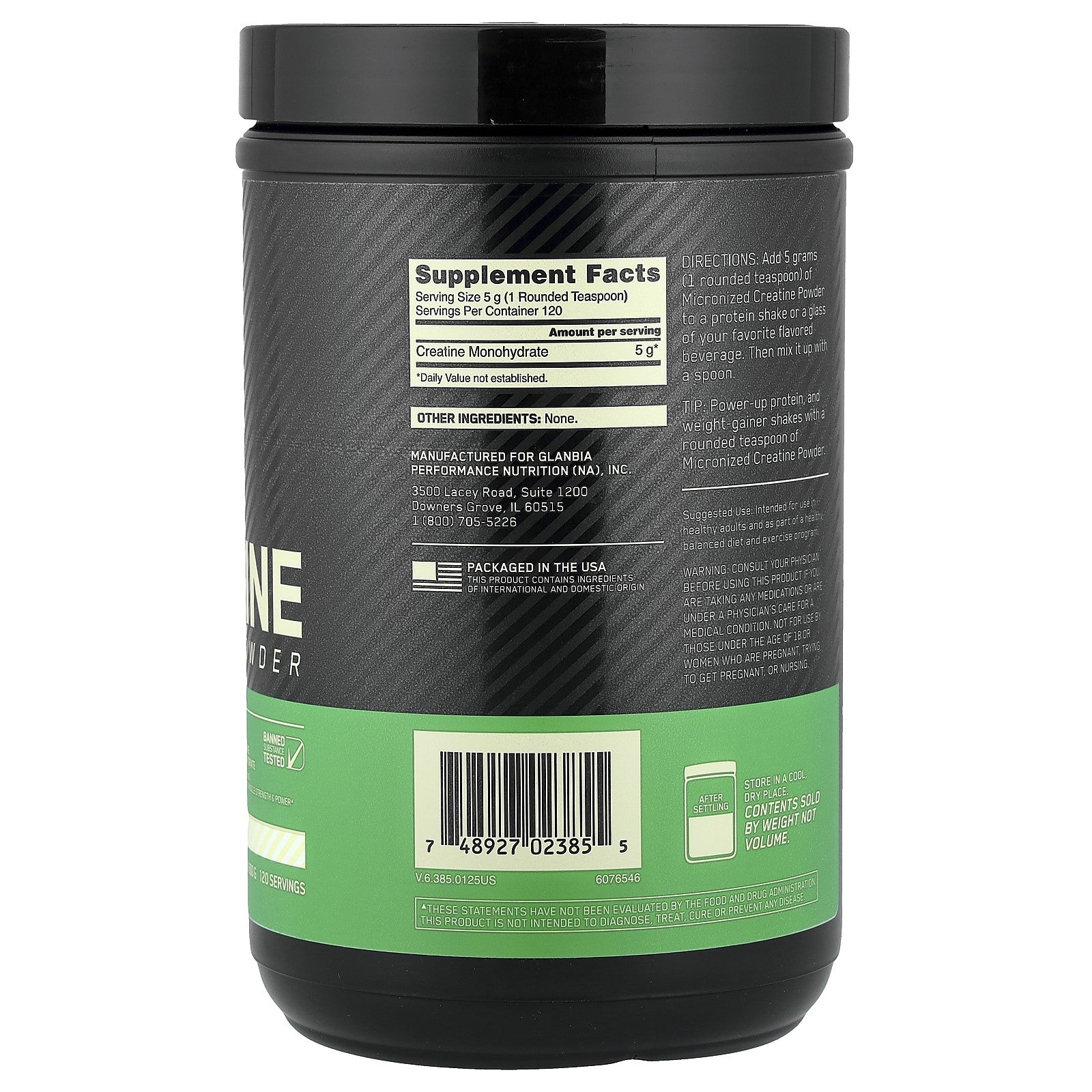 Micronized Creatine Powder, Unflavored, 1.32 Lb (600 G)