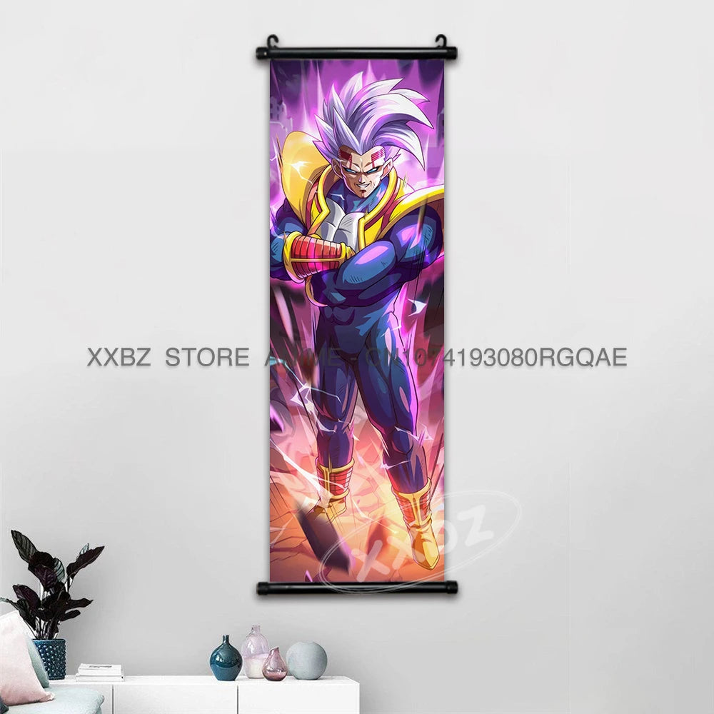 Dragon Ball Scrolls Picture Wall Art Goku Saiyan Hanging Painting Canvas Anime Poster Hot Blooded Home Decor Kawaii Kids Room