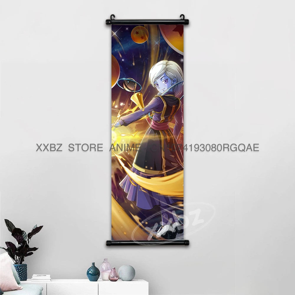 Dragon Ball Scrolls Picture Wall Art Goku Saiyan Hanging Painting Canvas Anime Poster Hot Blooded Home Decor Kawaii Kids Room