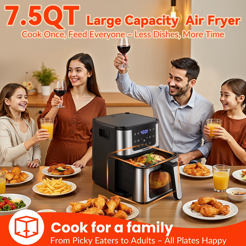 Air Fryer, 7.5QT Air Fryer Oven Oilless Cooker, 10-In-1 Hot Air Fryers with Digital LED Touch Screen, 10 Preset Cookings, Dishwasher-Safe Basket, Including Air Fryer Paper Liners 100PCS
