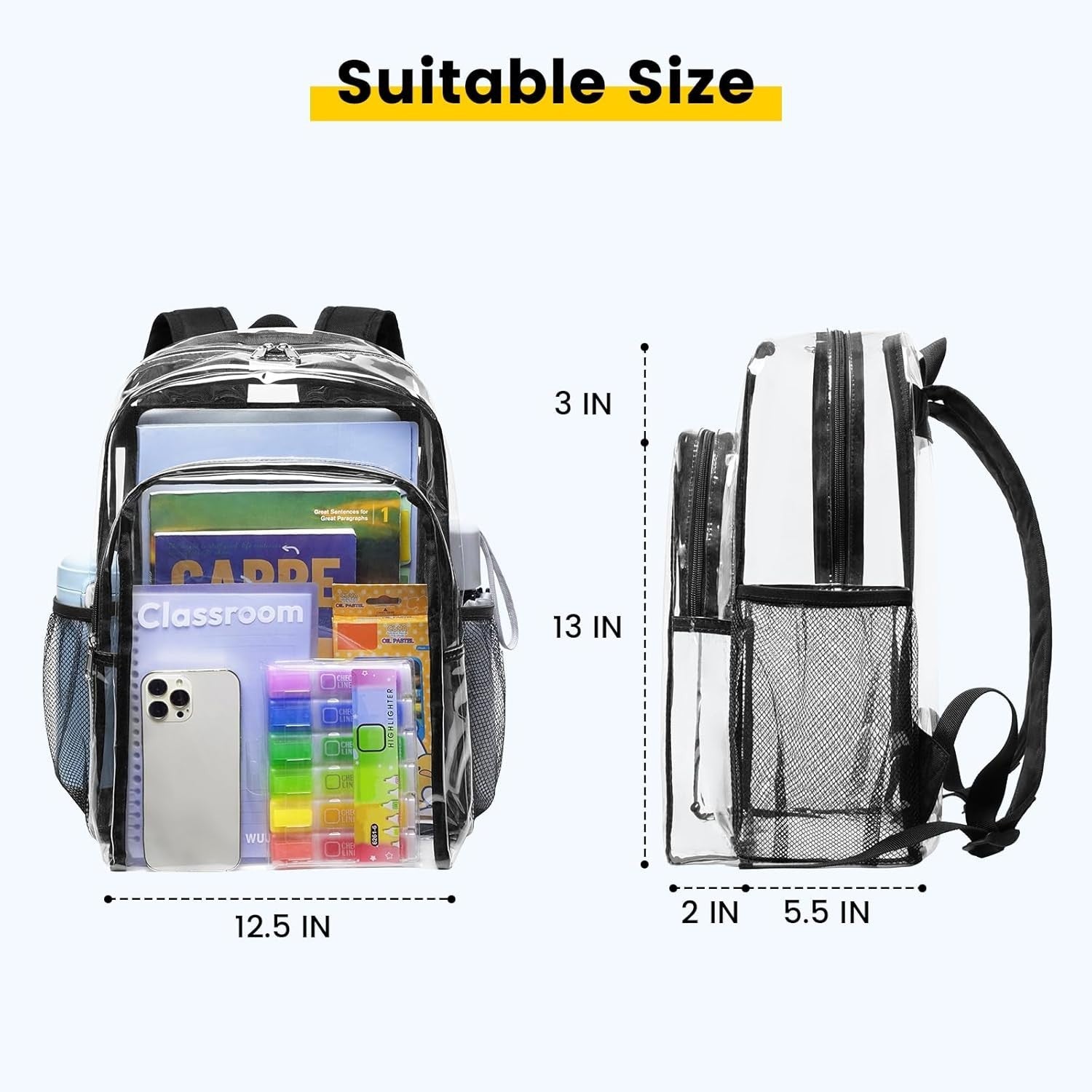 Vorspack Clear Backpack Heavy Duty - Clear Backpacks for School Transparent B...