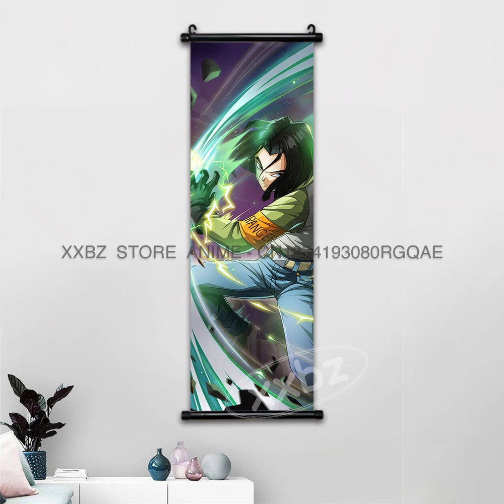Dragon Ball Scrolls Picture Wall Art Goku Saiyan Hanging Painting Canvas Anime Poster Hot Blooded Home Decor Kawaii Kids Room