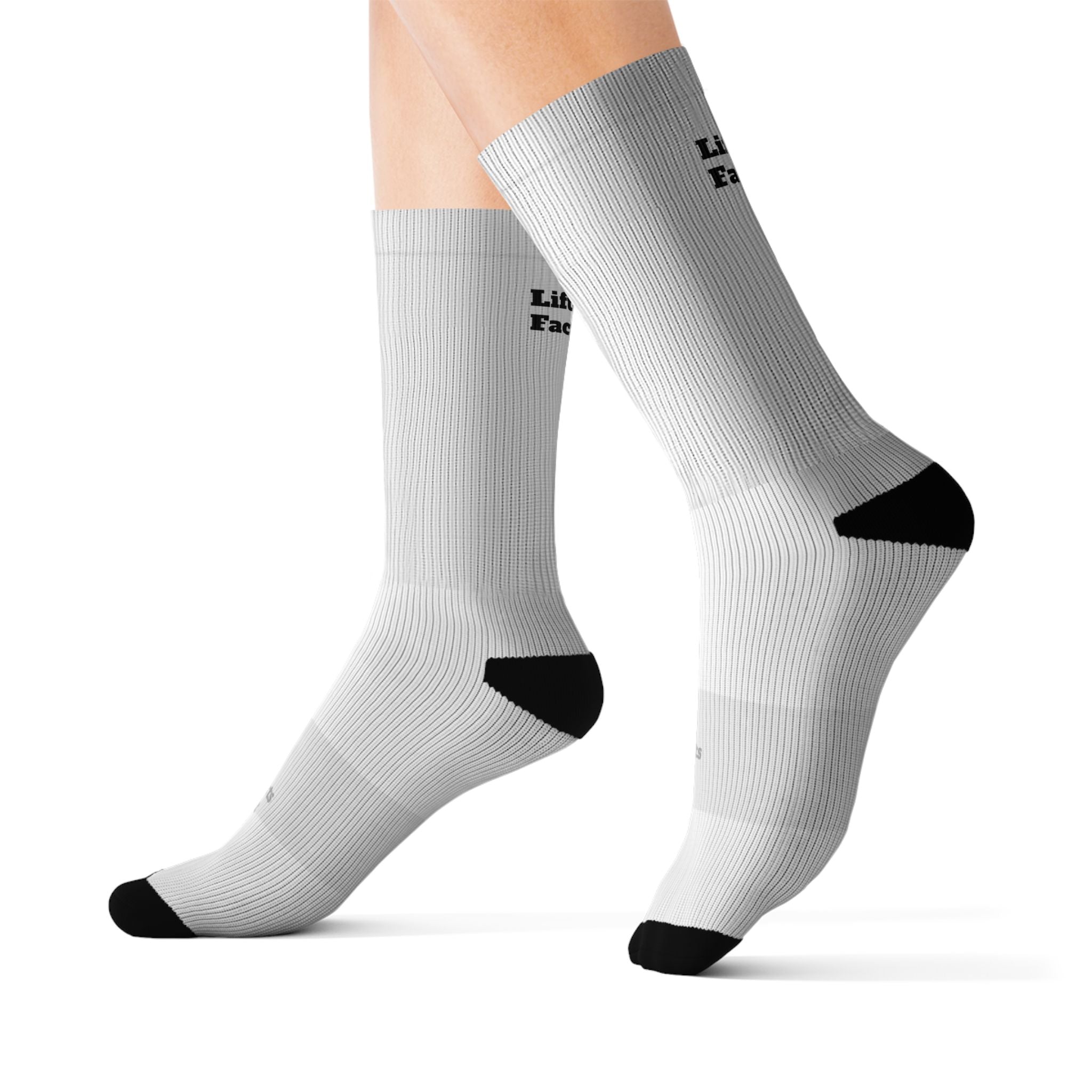 Custom Sublimation Crew Socks — Personalized Text “Lifetime Factory” Design