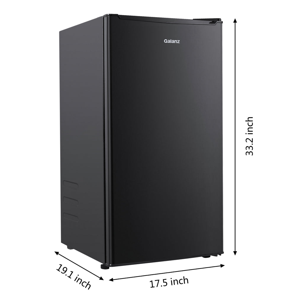 3.3 Cu Ft Compact Refrigerator, Black One Door Mini Fridge, Energy Star for Apartment, Dorm, Office, Bedroom