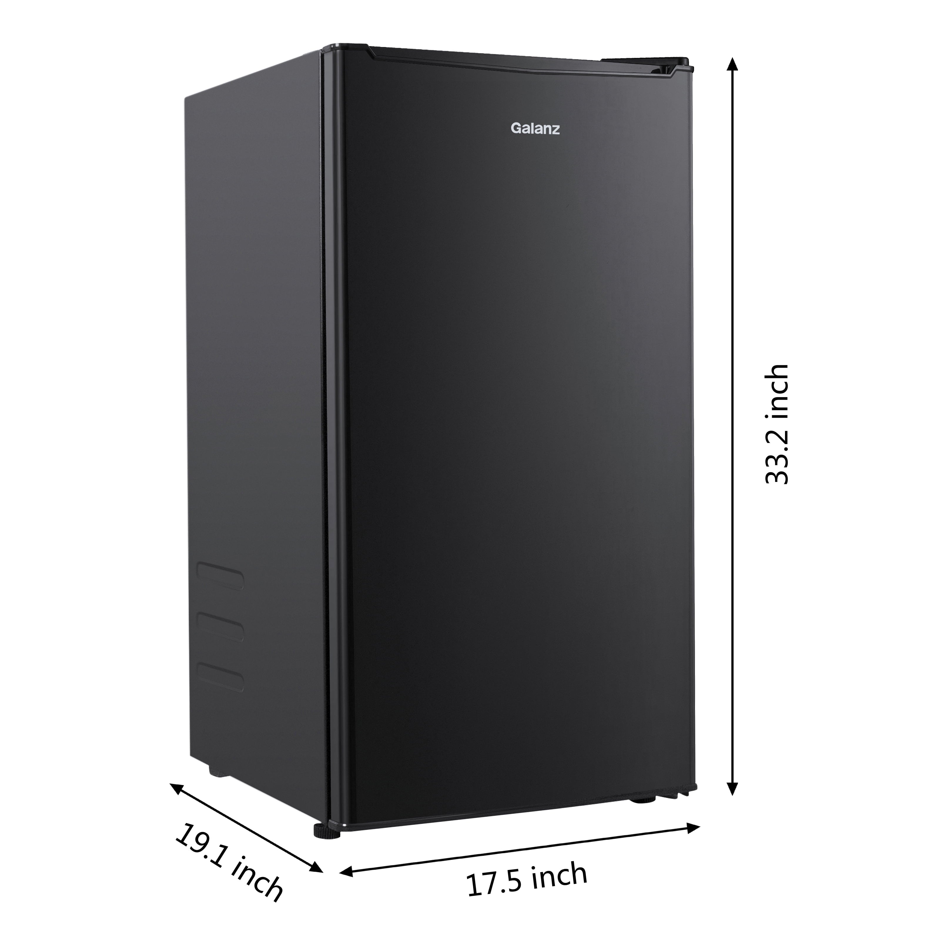 3.3 Cu Ft Compact Refrigerator, Black One Door Mini Fridge, Energy Star for Apartment, Dorm, Office, Bedroom