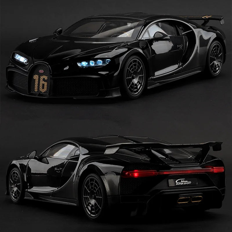 1:18 Bugatti Chiron PUR SPORT Alloy Sports Model Diecast Metal Racing Car Vehicle Model Sound and Light Simulation Kids Toy Gift