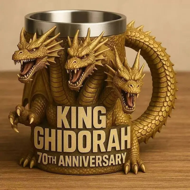 6 Types Godzilla Anime Peripheral Model Ornament Water Cup Godzilla 70Th Anniversary 3D Resin Mug Cartoon Coffee Cups Kids Gift