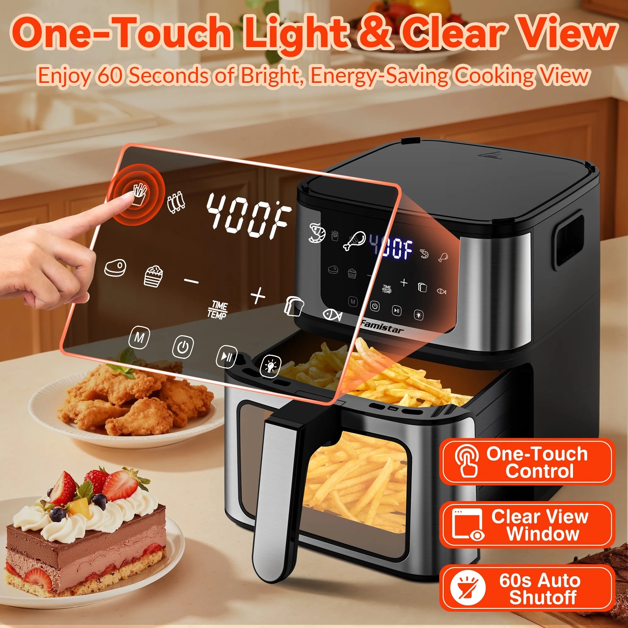 Air Fryer, 7.5QT Air Fryer Oven Oilless Cooker, 10-In-1 Hot Air Fryers with Digital LED Touch Screen, 10 Preset Cookings, Dishwasher-Safe Basket, Including Air Fryer Paper Liners 100PCS