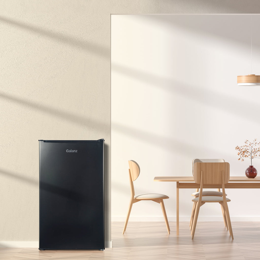 3.3 Cu Ft Compact Refrigerator, Black One Door Mini Fridge, Energy Star for Apartment, Dorm, Office, Bedroom
