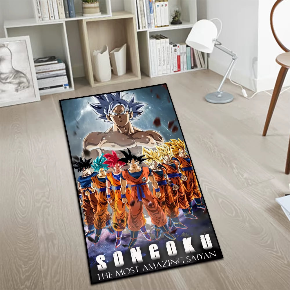 Area Rugs Anime Son Goku Dragon Ball Z Super Saiyan Goku Ultra Instinct Printed Handmade Carpet for Home Decor
