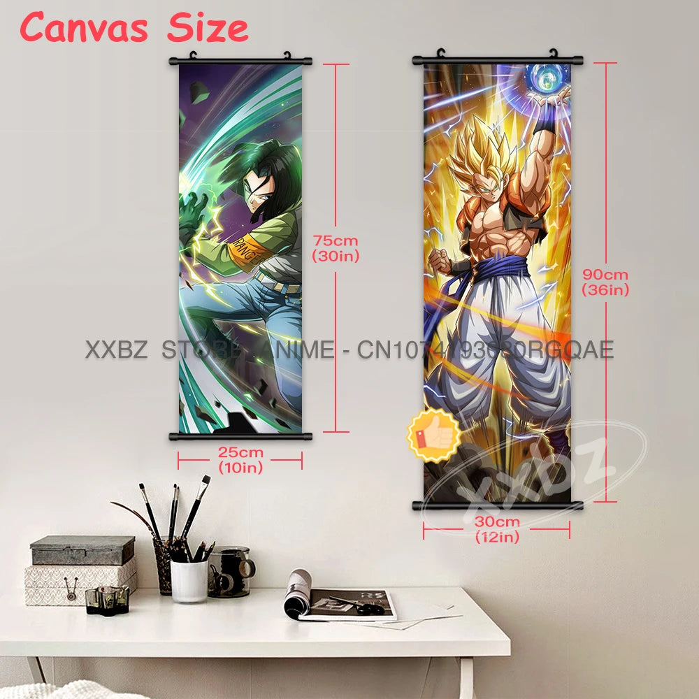 Dragon Ball Scrolls Picture Wall Art Goku Saiyan Hanging Painting Canvas Anime Poster Hot Blooded Home Decor Kawaii Kids Room