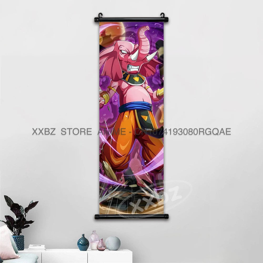 Dragon Ball Scrolls Picture Wall Art Goku Saiyan Hanging Painting Canvas Anime Poster Hot Blooded Home Decor Kawaii Kids Room