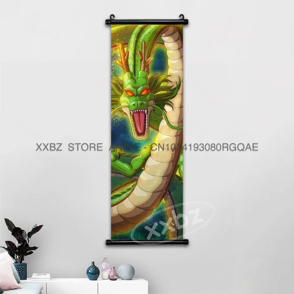 Dragon Ball Scrolls Picture Wall Art Goku Saiyan Hanging Painting Canvas Anime Poster Hot Blooded Home Decor Kawaii Kids Room