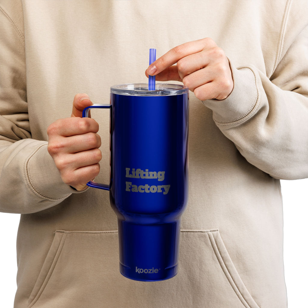 Engraved 40oz Insulated Tumbler with Lid & Straw – Customizable Travel Mug ("Hiking Factory" Design)