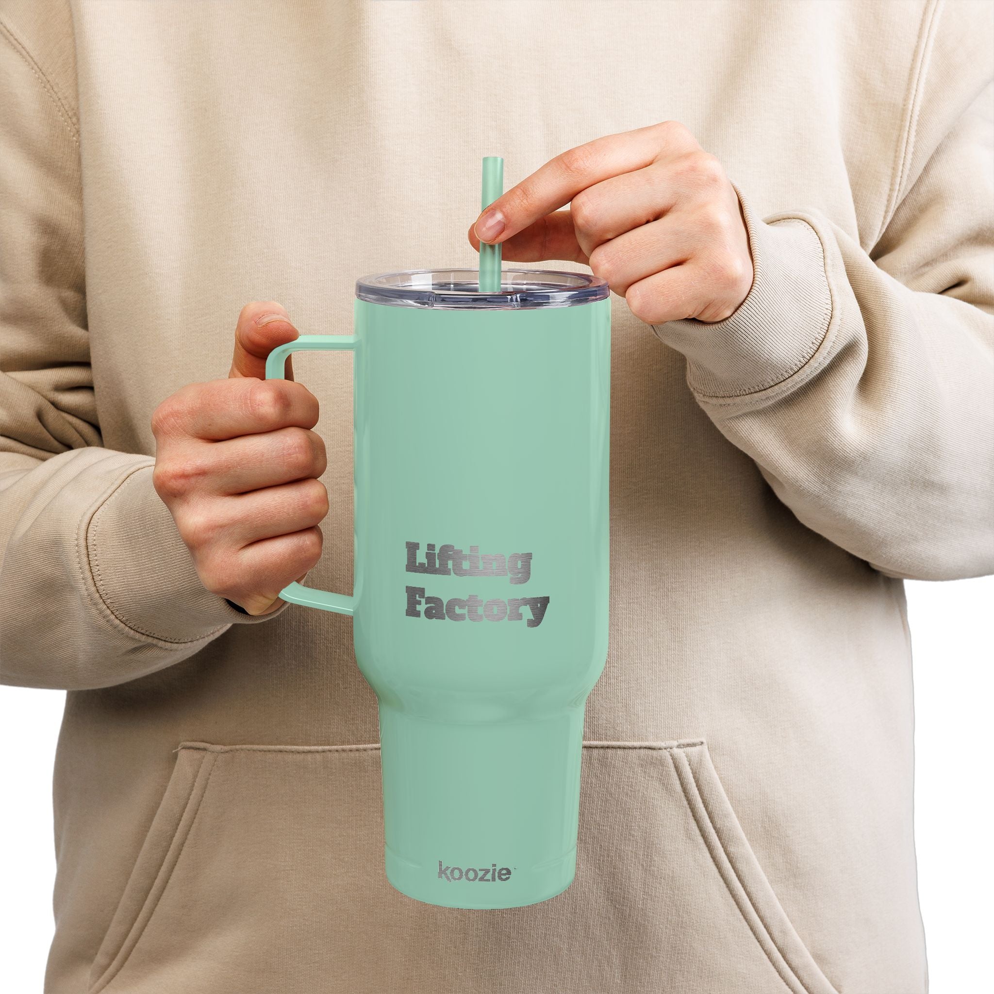 Engraved 40oz Insulated Tumbler with Lid & Straw – Customizable Travel Mug ("Hiking Factory" Design)