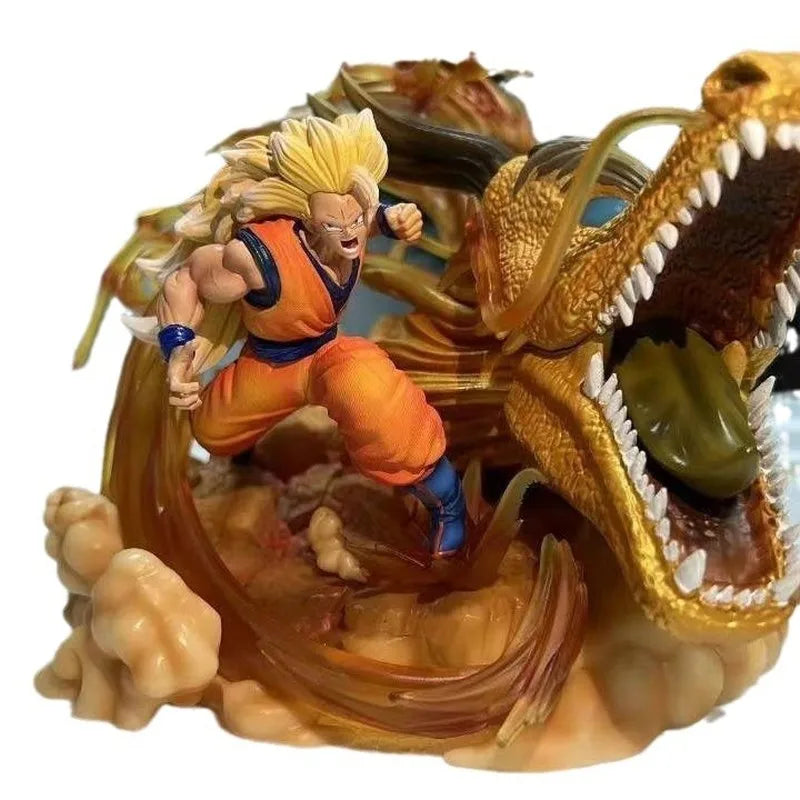 Dragon Ball Ls Dragon Fist Wukong Super Three Dragon Fist Explosion Scene Gk Handmade Statue Model Ornament Birthday Gift