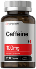 Caffeine Pills 100Mg | 250 Tablets | Vegetarian | Non-Gmo | by Horbaach