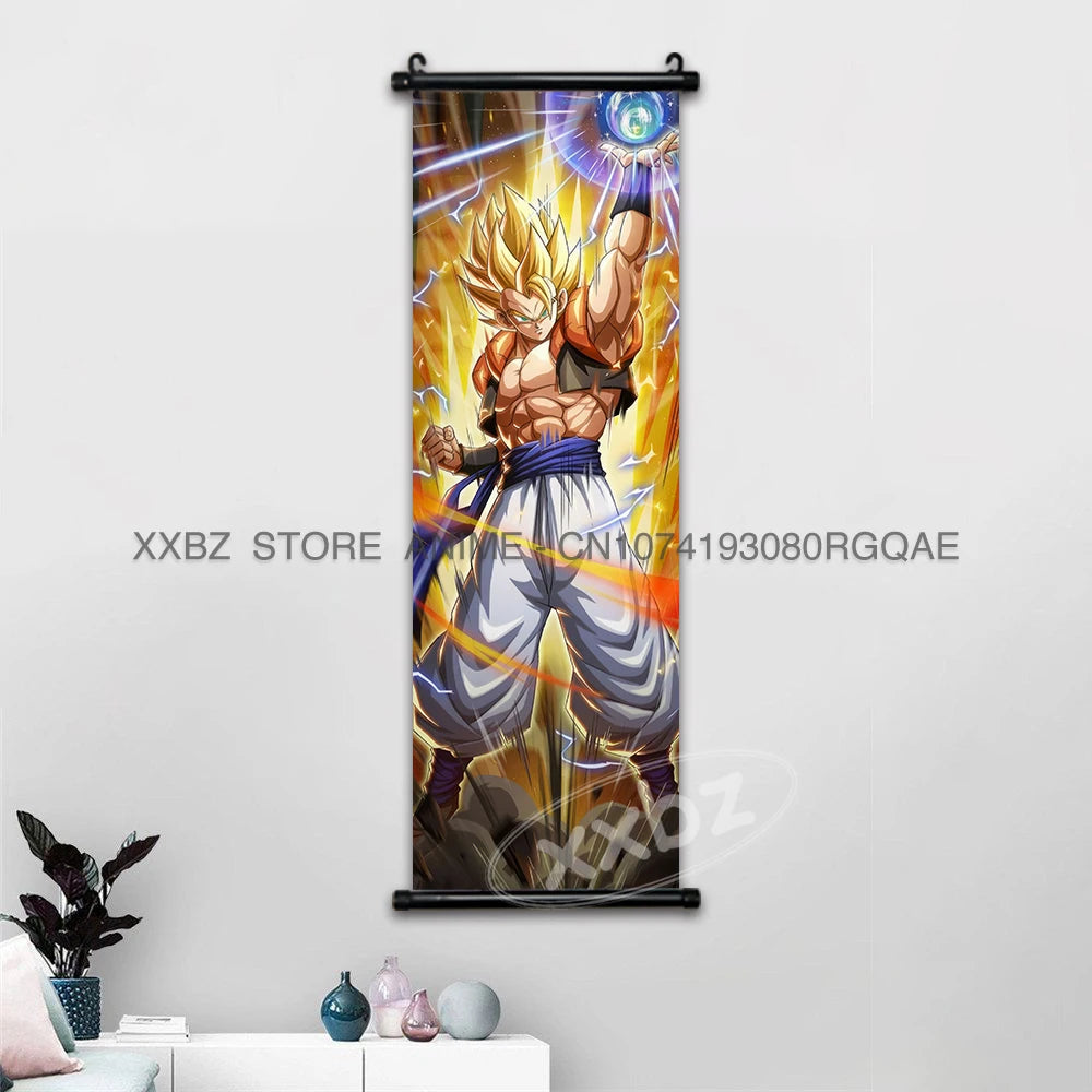 Dragon Ball Scrolls Picture Wall Art Goku Saiyan Hanging Painting Canvas Anime Poster Hot Blooded Home Decor Kawaii Kids Room