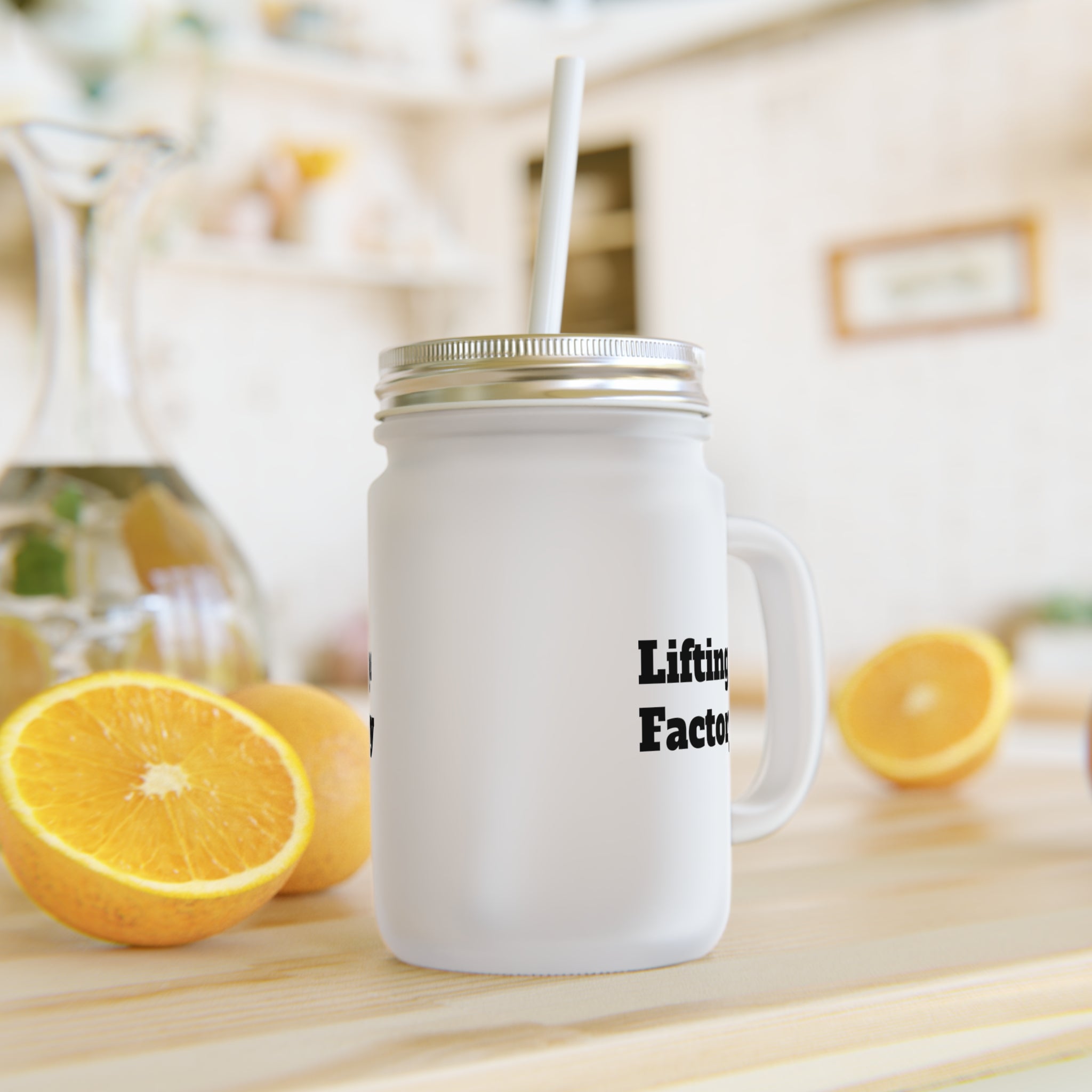 Lifting Factory MASON JAR Mug with Straw – Gym Motivation Drink Tumbler