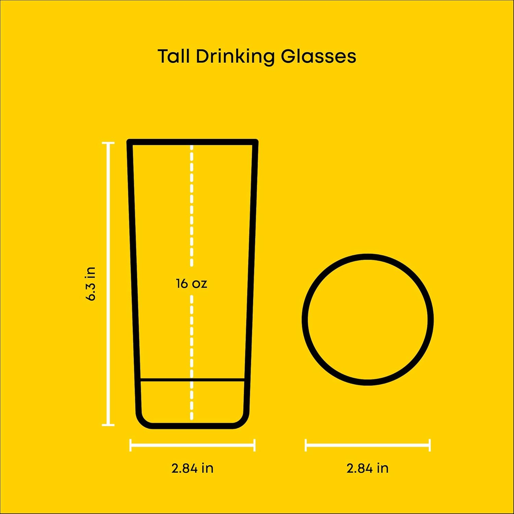 Star Wars Dark Side Drinking Glasses Set of 4, 15Oz Highball Glasses, Tall Glass