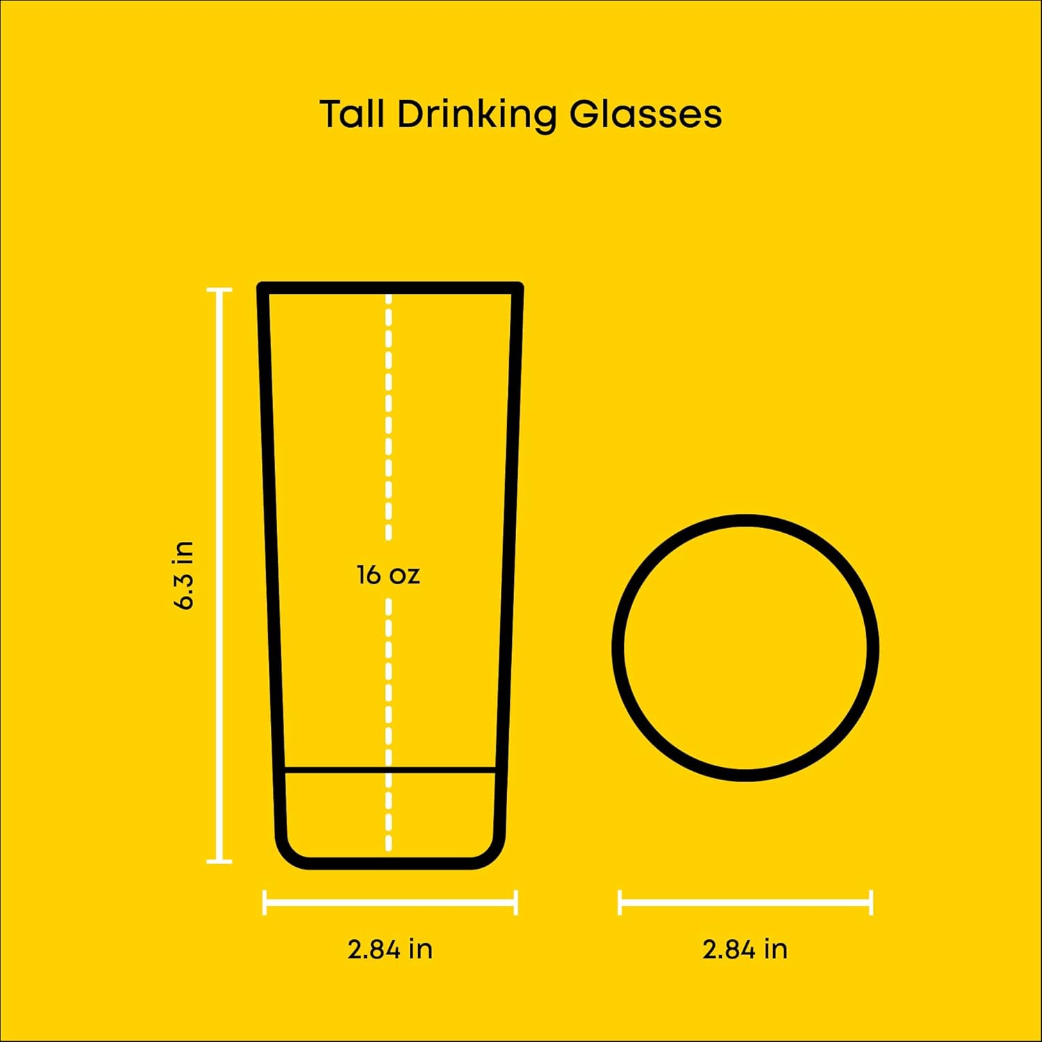 Star Wars Dark Side Drinking Glasses Set of 4, 15Oz Highball Glasses, Tall Glass