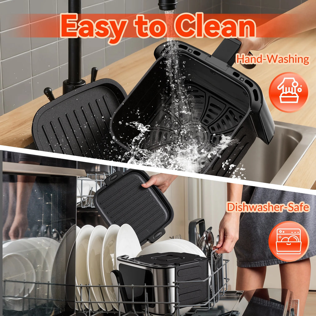 Air Fryer, 7.5QT Air Fryer Oven Oilless Cooker, 10-In-1 Hot Air Fryers with Digital LED Touch Screen, 10 Preset Cookings, Dishwasher-Safe Basket, Including Air Fryer Paper Liners 100PCS