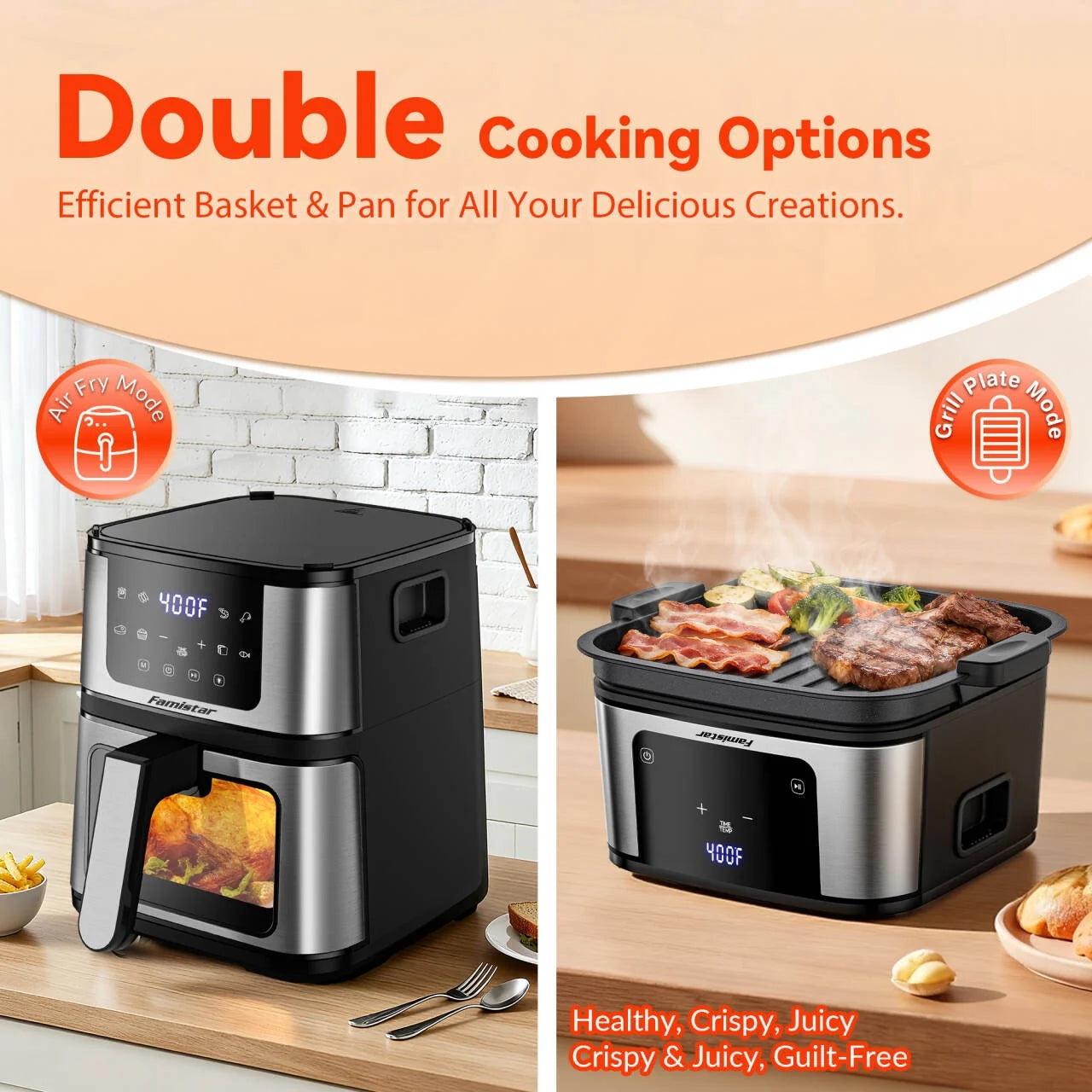 Air Fryer, 7.5QT Air Fryer Oven Oilless Cooker, 10-In-1 Hot Air Fryers with Digital LED Touch Screen, 10 Preset Cookings, Dishwasher-Safe Basket, Including Air Fryer Paper Liners 100PCS