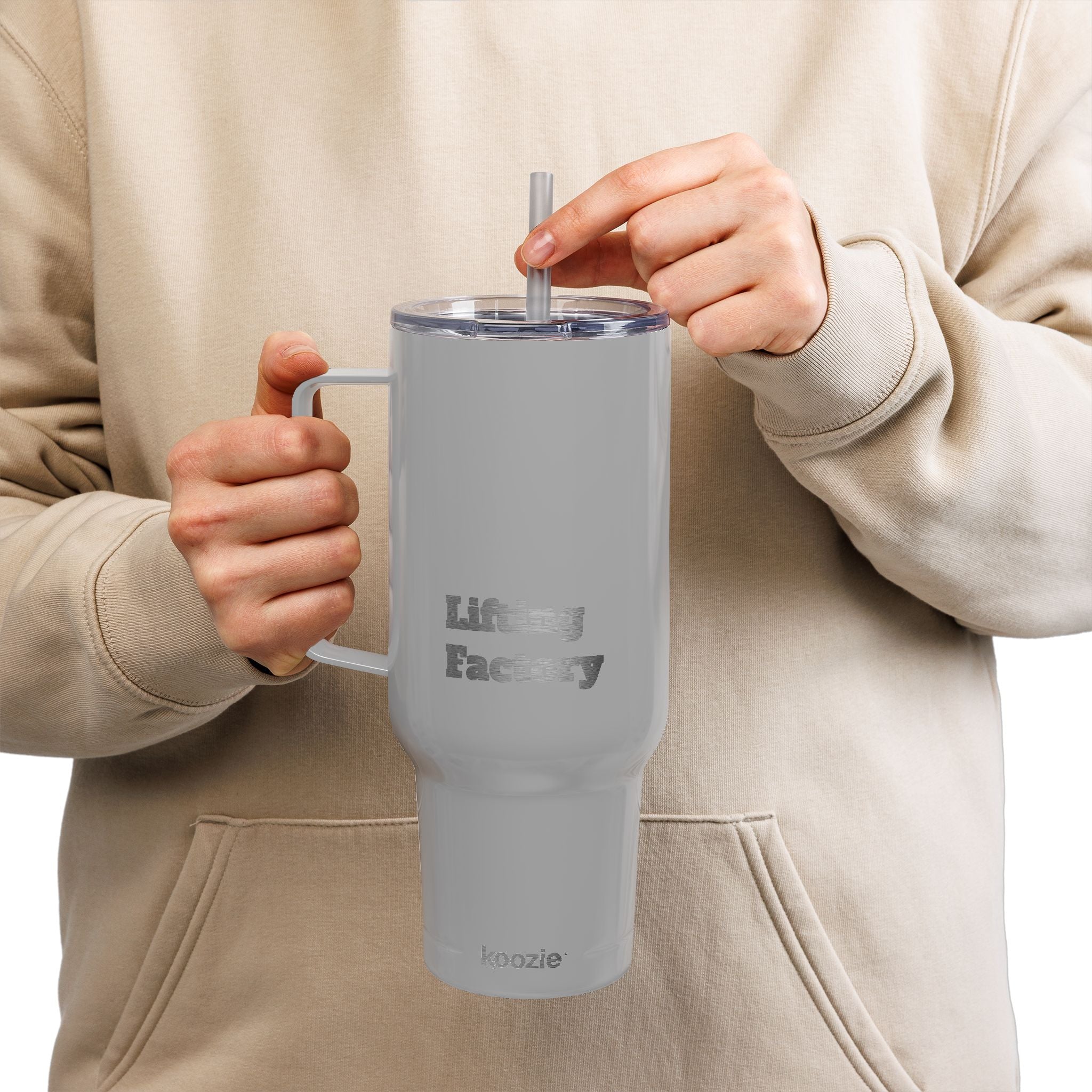 Engraved 40oz Insulated Tumbler with Lid & Straw – Customizable Travel Mug ("Hiking Factory" Design)