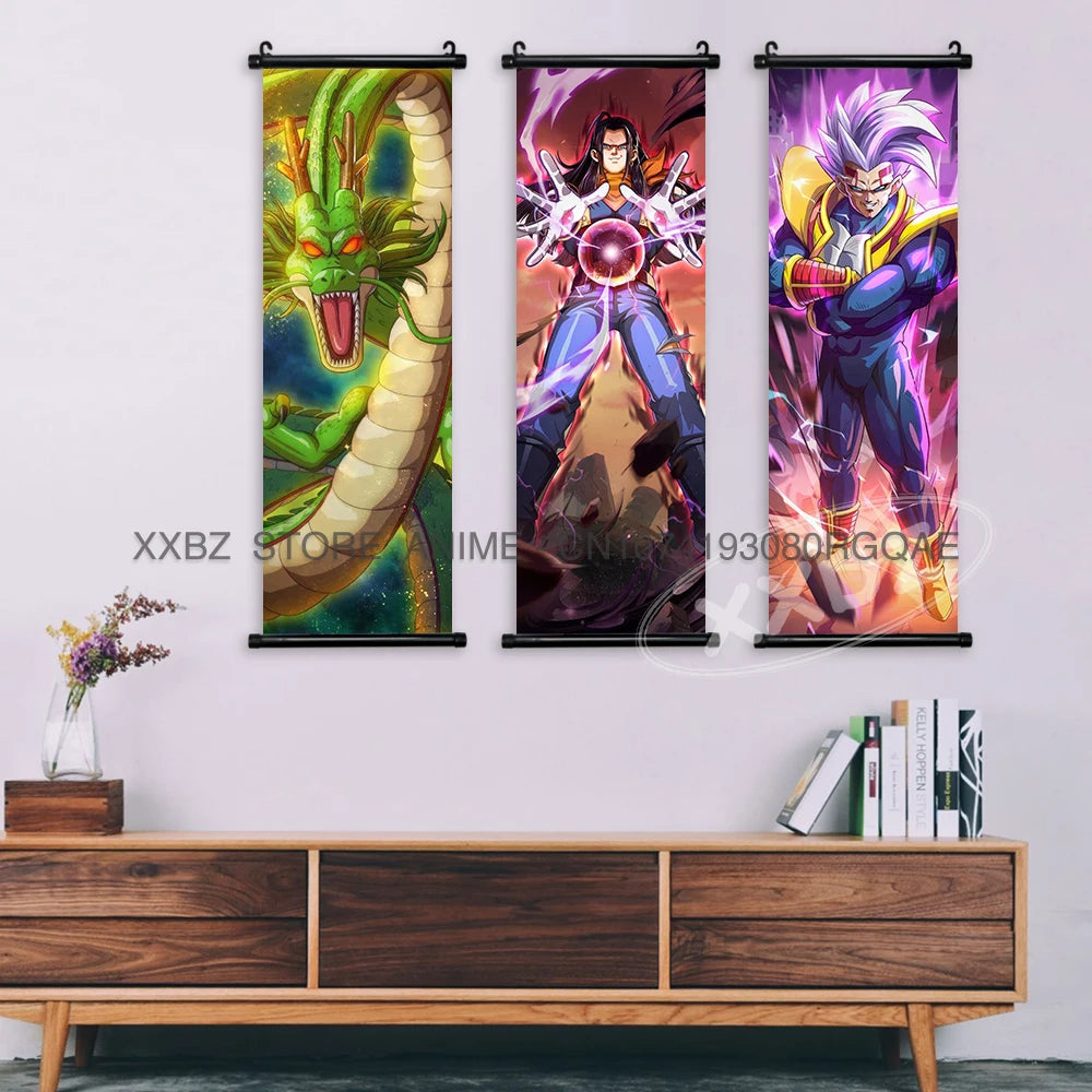 Dragon Ball Scrolls Picture Wall Art Goku Saiyan Hanging Painting Canvas Anime Poster Hot Blooded Home Decor Kawaii Kids Room