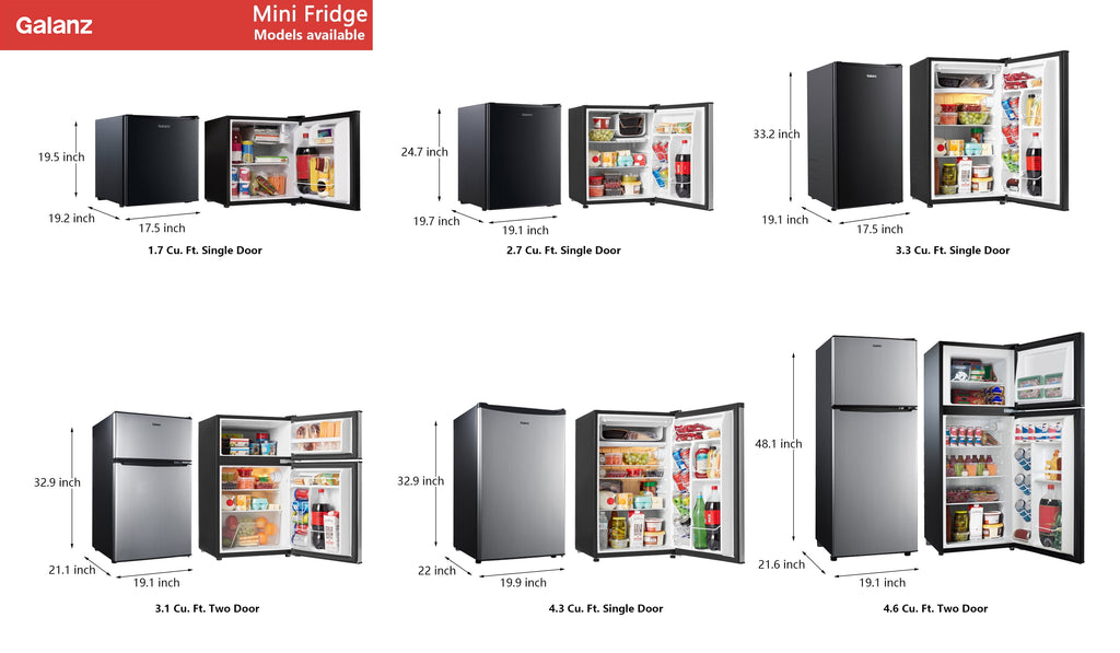3.3 Cu Ft Compact Refrigerator, Black One Door Mini Fridge, Energy Star for Apartment, Dorm, Office, Bedroom